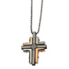 Stainless Steel Black & Rose Gold-plated w/ CZs Cross 22in Necklace chain