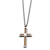 Stainless Steel Polished & Rose Gold Plated Cross Pendant 22in Necklace chain