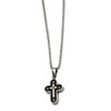 Stainless Steel Black & Gold-plated Cross Pendant 22in Necklace chain