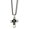 Stainless Steel Polished & Black-plated Cross w/ CZs 22in Necklace chain