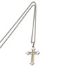 Stainless Steel Satin w/ Silver Inlay Cross Pendant 24in Necklace chain