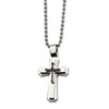 Stainless Steel Black IP Plated Cross Pendant 24in Necklace chain