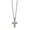 Stainless Steel Crystal Cross Pendant 22in Necklace chain