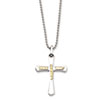 Stainless Steel 14k Gold Diamond Cut Cross Pendant 22in Necklace chain