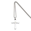 Stainless Steel 14k Gold w/ 2pt Diamond Cross Pendant 22in Necklace chain