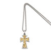 Stainless Steel 14k Gold Cross Pendant 22in Necklace chain