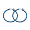 Stainless Steel Blue 32mm Hoop Earrings