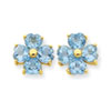 14k Heart Swiss Blue Topaz Flower Post Earrings