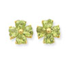 14k Heart Peridot Flower Post Earrings