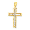 10k & Rhodium Diamond-Cut Cross Pendant