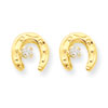 14k Horseshow w/CZ Post Earrings