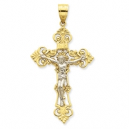 Picture of 14k Two-tone INRI Fleur de lis Crucifix Pendant