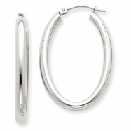 Picture of 14k White Gold Polished 3mm Oval Tube Hoop Earrings