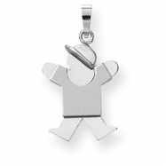 Picture of 14k White Gold Small Boy with Hat on Right Engraveable Charm