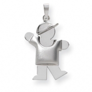 Picture of 14k White Gold Puffed Boy with Hat on Left Engraveable Charm