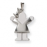 Picture of 14k White Gold Puffed Girl with Bow on Left Engraveable Charm