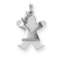 Picture of 14k White Gold Puffed Girl with Bow on Left Engraveable Charm