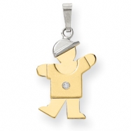 Picture of 14k Two-tone AA Diamond kid pendant