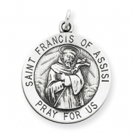 Picture of Sterling Silver Antiqued Saint Francis of Assisi Medal