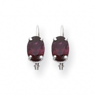 Picture of 14k White Gold 7x5mm Oval Garnet leverback earring