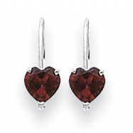 Picture of 14k White Gold 5mm Heart Garnet earring