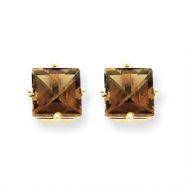 Picture of 14k 6mm Square Smokey Quartz Earring