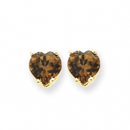 Picture of 14k 6mm Heart Smokey Quartz Earring