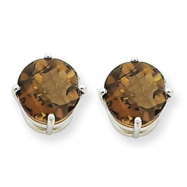 Picture of 14kw 8mm Round Smokey Quartz Earring