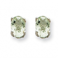 Picture of 14kw 6x4 Oval Green Amethyst Earring