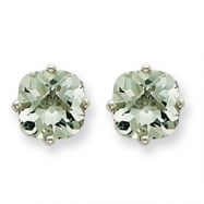 Picture of 14kw 7mm Cushion Green Amethyst Earring