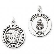 Picture of Sterling Silver Antiqued Saint Michael Navy Medal