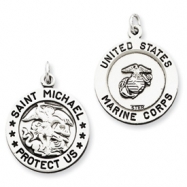 Picture of Sterling Silver Antiqued Saint Michael Marine Corp Medal