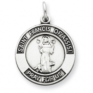 Picture of Sterling Silver Oxidized Saint Francis of Assisi Medal