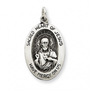 Picture of Sterling Silver Antiqued Sacred Heart of Jesus Medal