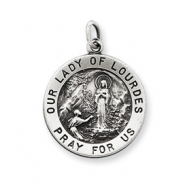 Picture of Sterling Silver Antiqued Our Lady of Lourdes Medal