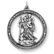 Picture of Sterling Silver Antiqued Saint Christopher Medal