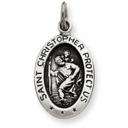 Picture of Sterling Silver Antiqued Saint Christopher Medal