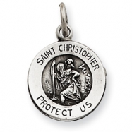 Picture of Sterling Silver Antiqued Saint Christopher Medal