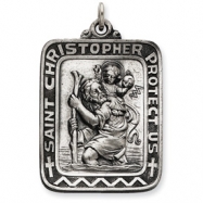 Picture of Sterling Silver Antiqued Saint Christopher Medal