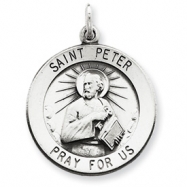 Picture of Sterling Silver Antiqued Saint Peter Medal