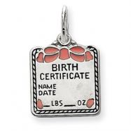 Picture of Sterling Silver Pink Birth Certificate Charm