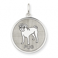 Picture of Sterling Silver Pug Disc Charm