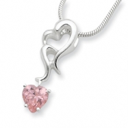 Picture of Sterling Silver Pink CZ Pendant chain