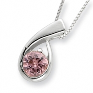 Picture of Sterling Silver Pink CZ Pendant chain