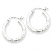 Picture of Sterling Silver 3.00mm Satin Diamond-cut Hoop Earrings