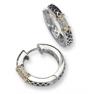 Picture of Sterling Silver w/14k Diamond Hinged Hoop Earrings