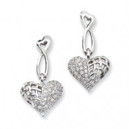 Picture of Sterling Silver & CZ Dangle Heart Post Earrings