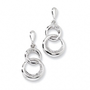 Picture of Sterling Silver & CZ Fancy Dangle Post Earrings