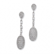 Picture of Sterling Silver & CZ Fancy Polished Dangle Post Earrings