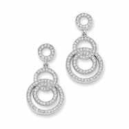 Picture of Sterling Silver & CZ Fancy Circle Dangle Post Earrings